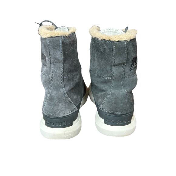 Sorel Winter Boots Womens Size 7.5 Explorer Joan Gray Suede Faux Fur Waterproof - Picture 3 of 11